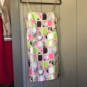 Milly of New York Silk Mini Dress w/ Metal Straps